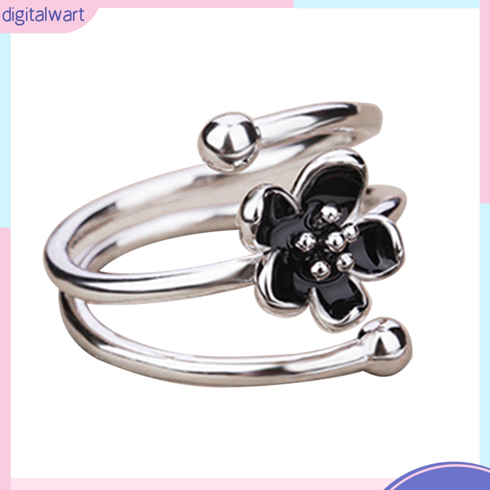 Nhẫn hở ngón hình hoa màu đen thời trang nữ tính