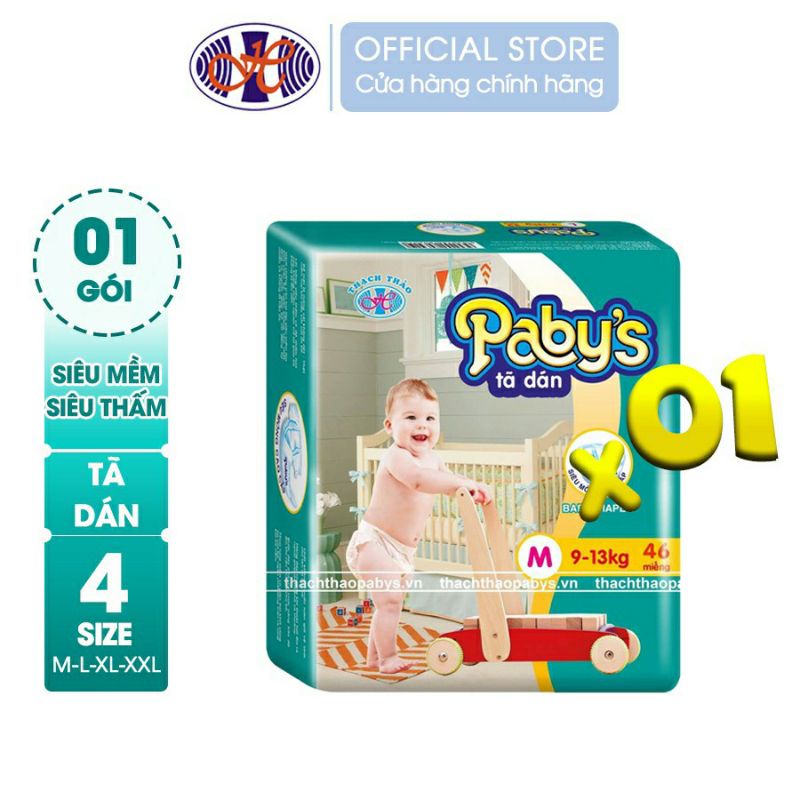 [ Tã/Bỉm  Dán Paby's thạch thảo ] Đủ size S49/M46/L43/XL41 Kháng khuẩn,siêu thấm hút