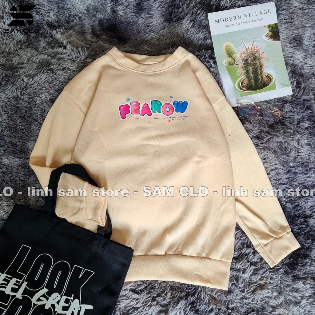 Áo SWEATER SAM CLO nữ không mũ NỈ 1 LỚP tay dài thu đông ULZZANG freesize dáng unisex in chữ FEAROW HOODIE | BigBuy360 - bigbuy360.vn