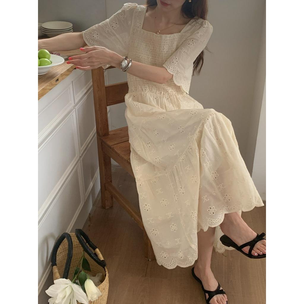 Đầm Dài Cổ Vuông Thời Trang Pháp Quý Phái 63009