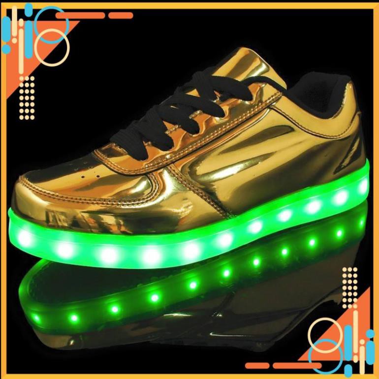 ( SOdeep) Giày phát sáng màu vàng bóng phát sáng 7 màu 11 chế độ đèn led style phong cách hàn quốc *