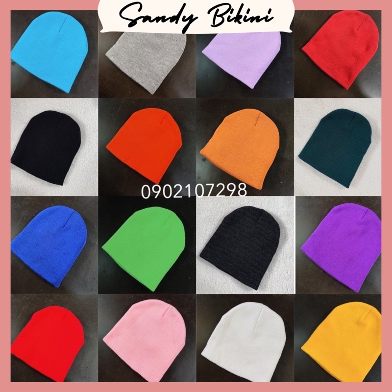 Mũ Len Beanie Trơn Dáng Ngắn Thời Trang 21cm Cho Người Lớn, Trẻ Em