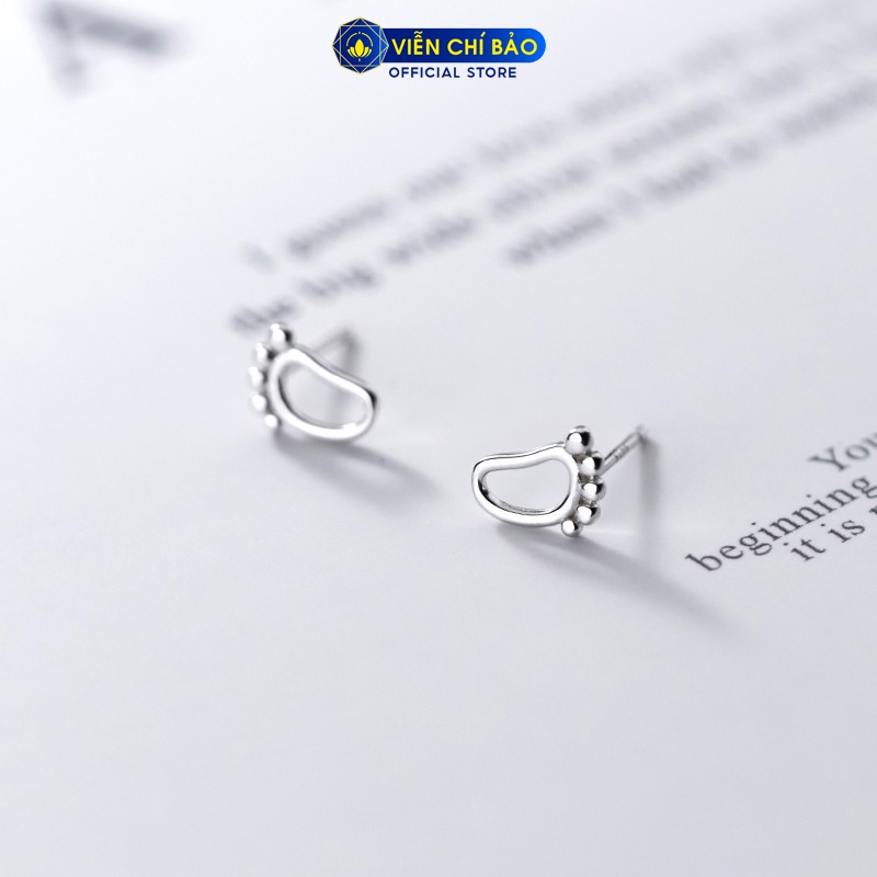 Bông tai bạc nữ bàn chân dễ thương chất liệu bạc 925 thời trang phụ kiện trang sức nữ Viễn Chí Bảo E039