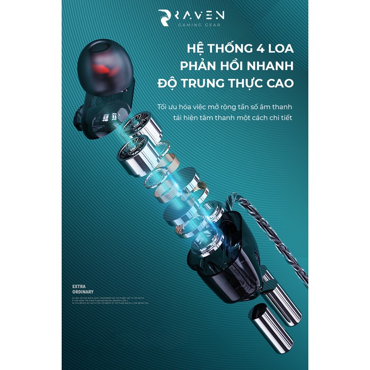 Tai nghe gaming có dây, tai nghe chơi game âm bass mạnh, chống ồn - Raven Gaming Gear