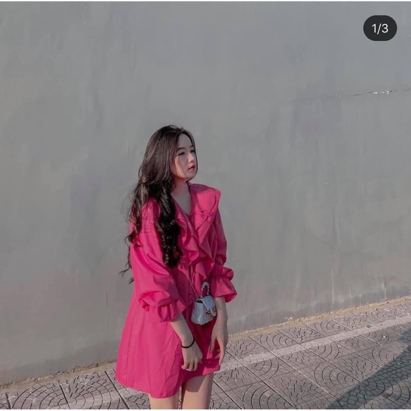 Áo sơ mi phối bèo tiểu thư dáng thụng rộng 2 màu siêu xinh, Áo váy nữ phong cách trẻ trung năng động hàng đẹp | BigBuy360 - bigbuy360.vn