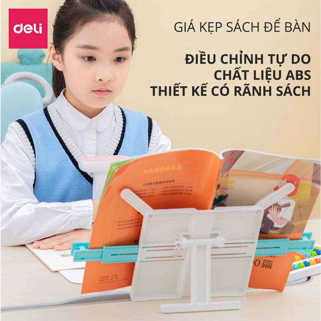 Giá đỡ sách để bàn học Deli - thiết kế thông minh tiện dụng dành cho trẻ em - màu xanh / màu hồng - 70531