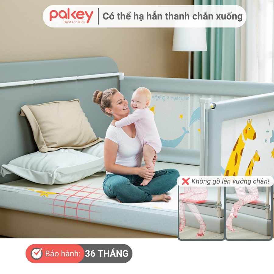 Thanh chắn giường Pakey Pro A1 bản Nâng cấp 2022, thanh chặn giường bản dày cao cấp hơn, update tính năng hạ 1 bên