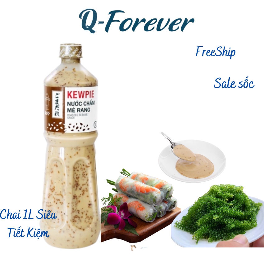 Nước Chấm Sốt Mè Rang KEWPIE Chai lớn 1Lít .Q-FOREVER. Giúp Trẻ ăn Rau Nhiều Hơn -Cho Món Rau &Rong Nho Thêm phần ngon