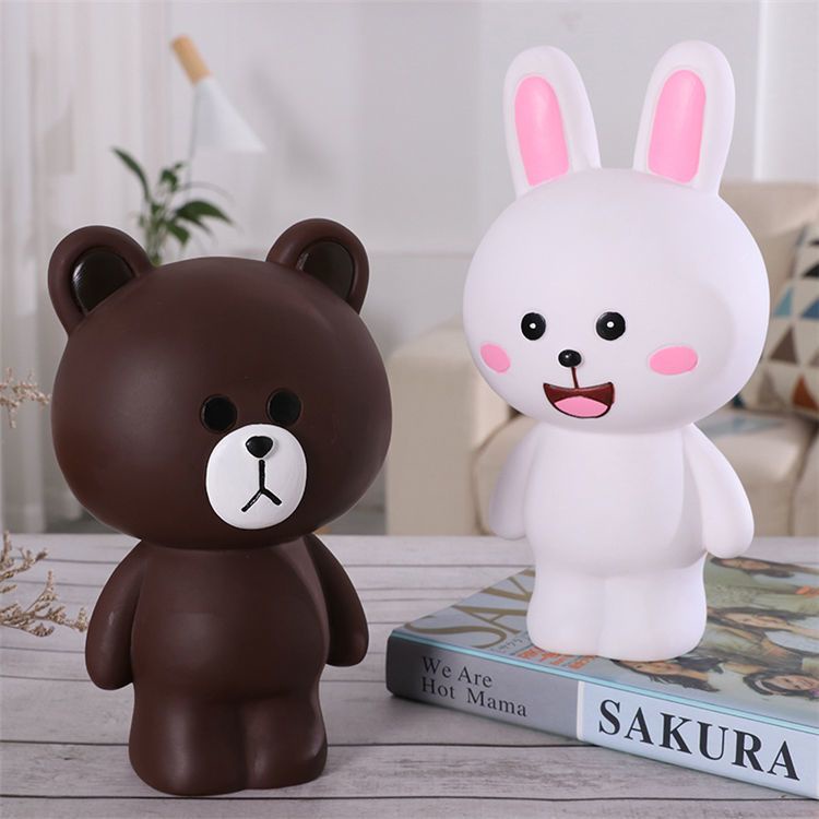 Ống Heo Tiết Kiệm Bằng Vinyl Chống Sốc Hình Gấu Nâu Dễ Thương Cho Bé