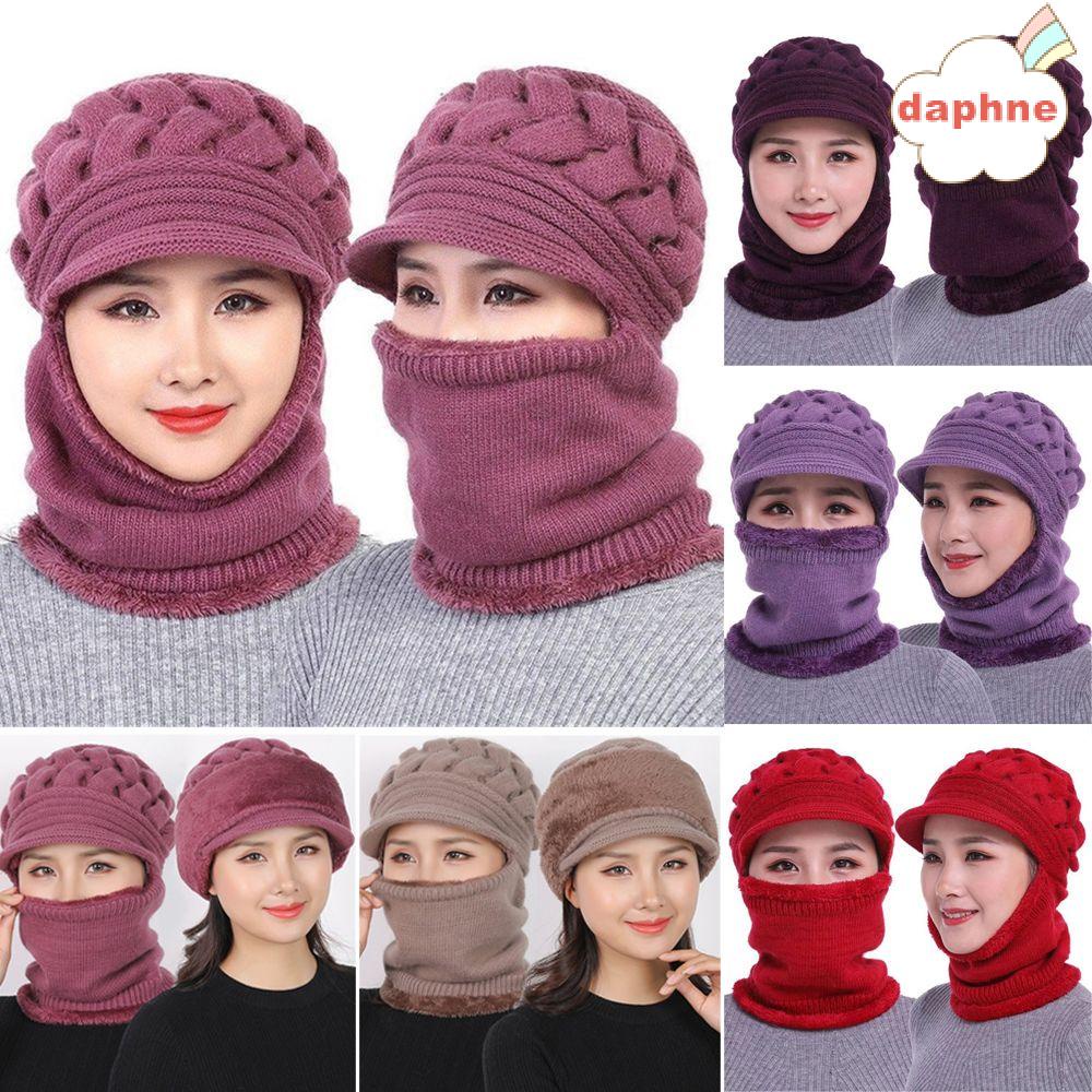 Mũ len ngoài trời mùa đông chống gió có khăn quàng cổ giữ ấm cho nữ nhiều màu