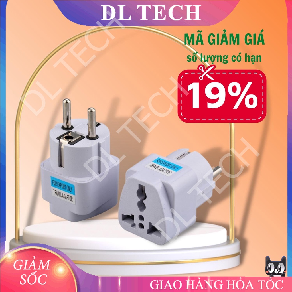 Phích cắm chuyển đổi 3 chân thành 2 chân, ổ cắm 3 chấu thành 2 chấu tròn 3C DL TECH