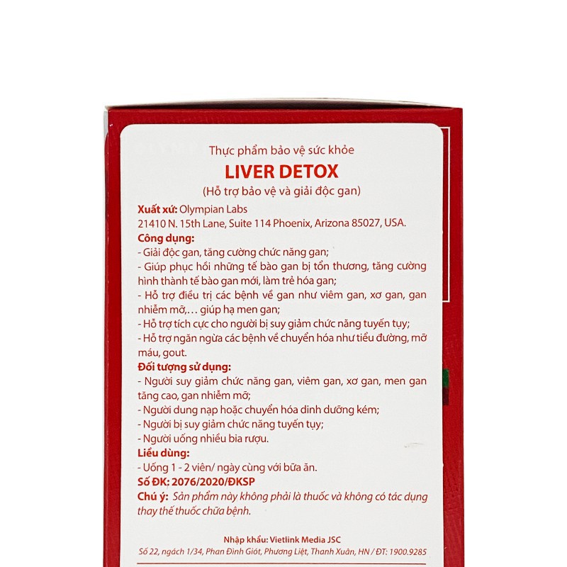 Liver Detox Olympian Labs - Lọ 60 Viên - Viên uống bảo vệ chức năng gan