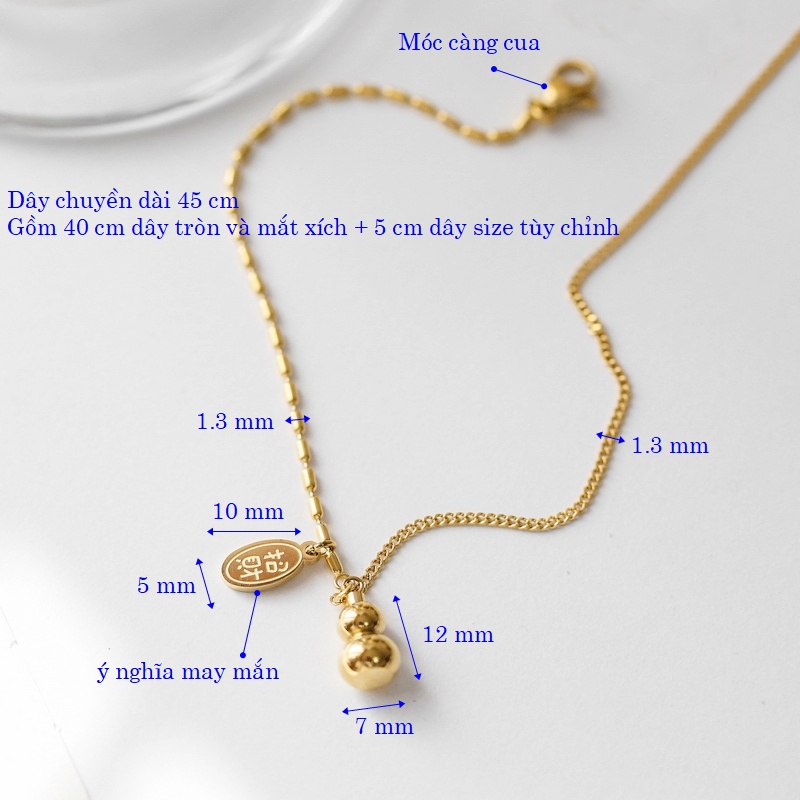 Dây chuyền titan nữ mặt hồ lô may mắn mặt chữ cá tính không đen gỉ