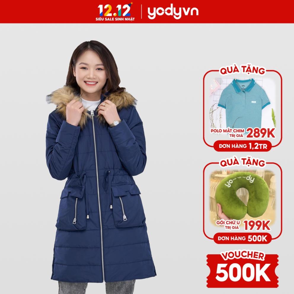 Áo phao Yody nữ dáng dài cõ mũ, áo khoác nữ cao cấp PHN4008 🌺 | BigBuy360 - bigbuy360.vn