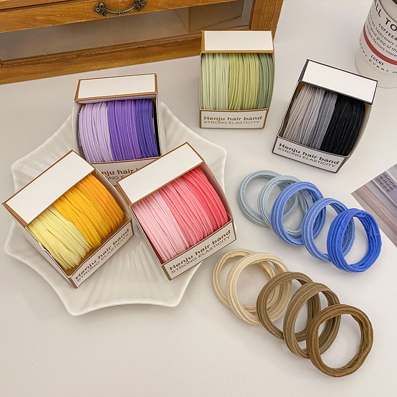 Set 5 Dây Buộc Tóc Cao Su Co Giãn Tốt Thiết Kế Đơn Giản Cho Nữ