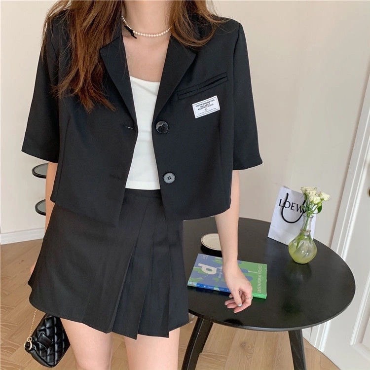 Áo Blazer Nữ Tay Ngắn Kiểu Dáng Ngắn Croptop Áo Vest Croptop Hàn quốc BL02 | BigBuy360 - bigbuy360.vn