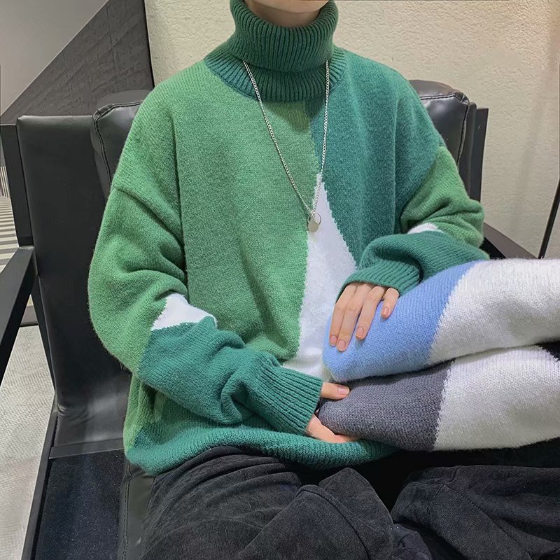 Áo Sweater Len Dệt Kim Cổ Lọ Dáng Rộng Phong Cách Thời Trang Hàn Quốc Cho Nam Giới áo len cao cổ form rộng áo len nữ áo len kiểu