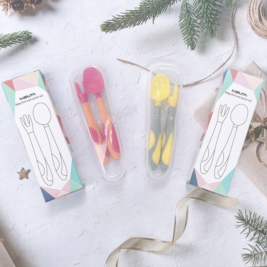 Thìa Dĩa Ăn Dặm Bẻ Cong Tập Ăn Tập Xúc Misuta Hàng Cao Cấp Loại 1