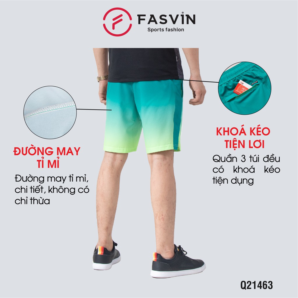 Quần short nam thể thao Fasvin S21463.HN vải gió in thăng hoa co giãn mềm mát đi bơi hay tennis