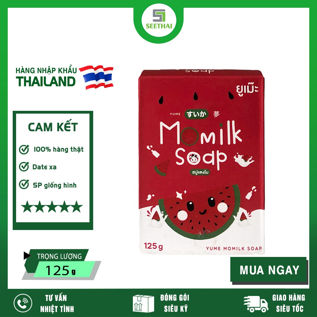 [HÀNG CHÍNH HÃNG] Xà Bông Dưỡng Trắng Dưa Hấu Yume Momilk Soap Thái Lan 125g