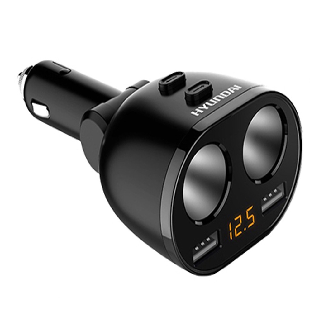 Tẩu sạc Ô tô, xe hơi Hyundai 2 cổng USB + 2 tẩu 12V tiện lợi có đèn led báo điện áp