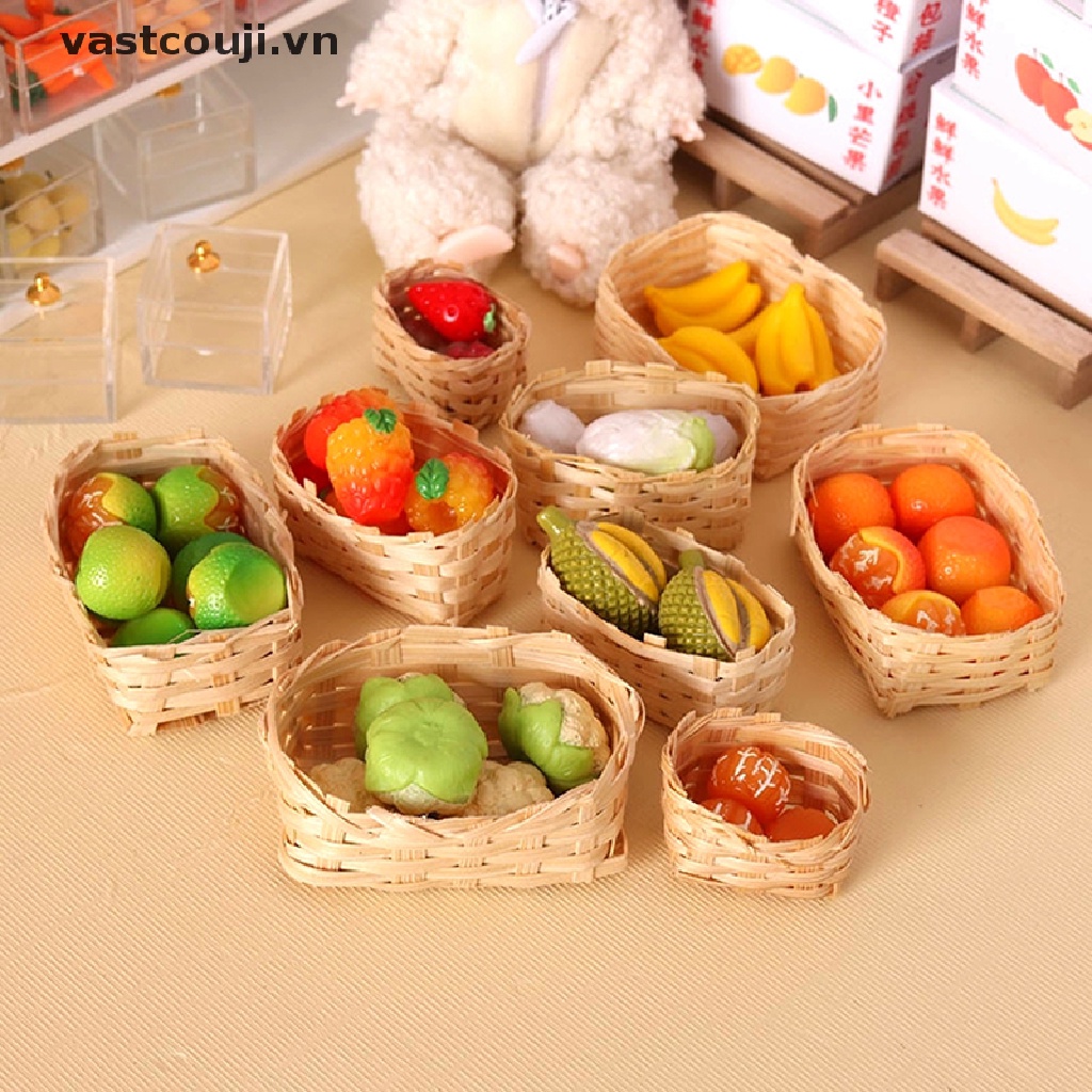 Giỏ Tre Mini Đựng Thức Ăn Tỷ Lệ 1: 12 Trang Trí Nhà Búp Bê