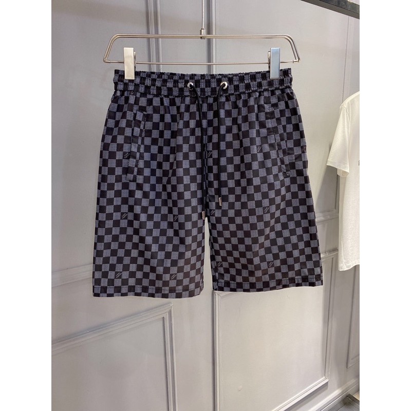 quần short cạp chun hoạ tiết ô vuông nhỏ thời trang nam sang chảnh louis vuitton LV