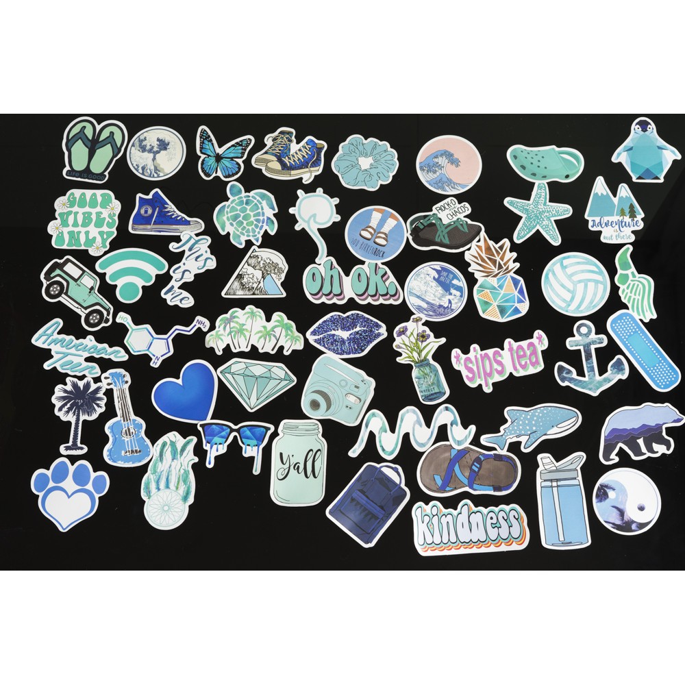 Bộ 50 sticker dán dễ thương VSCO, insta mẫu mới trang trí laptop, vali, xe máy, xe đạp, ván trượt, đàn, mũ bảo hiểm,...