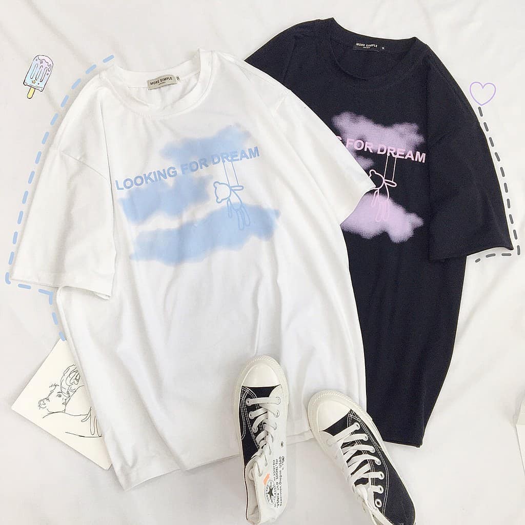 Áo Thun Tay Lỡ LOOKING FOR DREAM Form Rộng Ulzzang Unisex (Ảnh Thật)