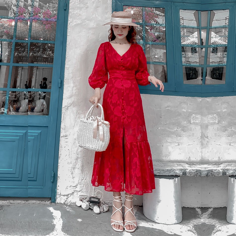 Đầm maxi hoa MIMIX váy hoa cúc xẻ tà khoe chân tôn dáng 4 màu để selfi AR0215 | BigBuy360 - bigbuy360.vn