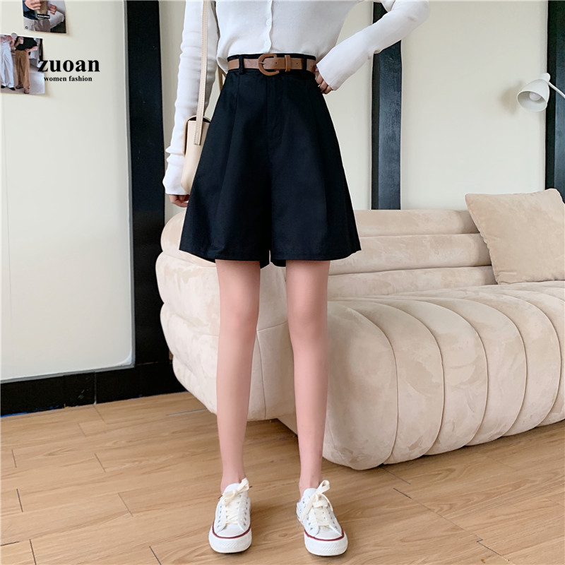 SUXI Quần Short Lưng Cao Màu Trơn Cho Nữ