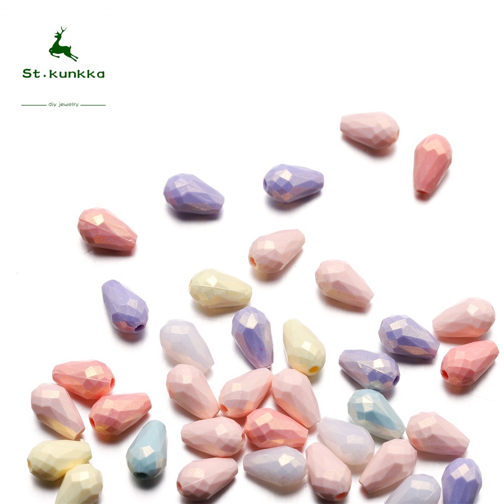 Set 50/100 hạt xỏ St.kunkka làm đồ trang sức thủ công bằng nhựa hình giọt nước nhiều màu tùy chọn
