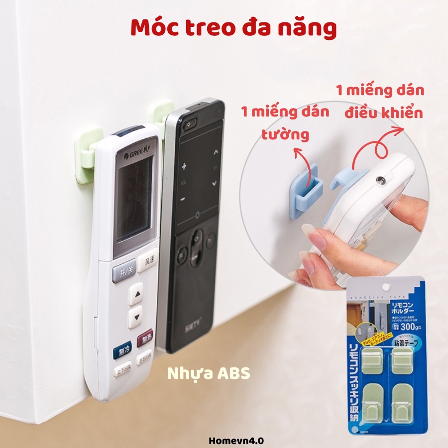 Set 2c Móc Dán Tường Treo Điều Khiển, Móc Gài Treo Đồ Đa Năng Nhựa ABS