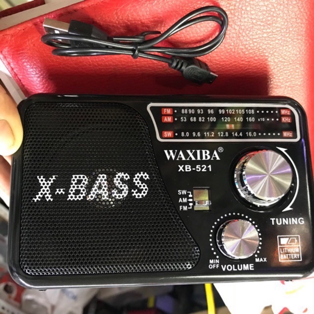 Đài Radio FM  WAXIBA  XB 521URT- có hỗ trợ thẻ nhớ và USB-đèn pin Siêu sáng-BH 6Tháng