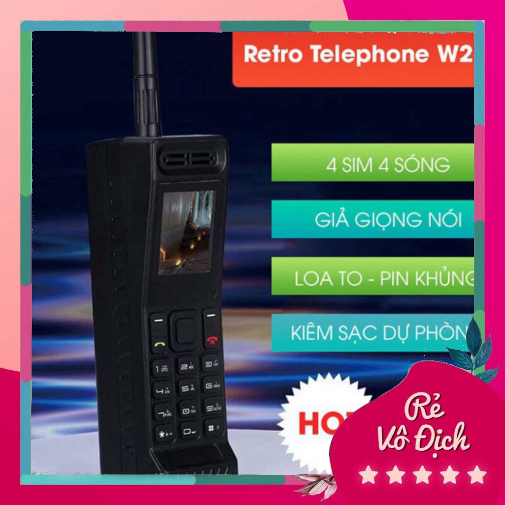 RẺ NHÂT THỊ TRUONG Điện Thoại 4 Sim Pin Khủng Retro Telephone W2 Sạc cho Smartphone giả giọng nói RẺ NHÂT THỊ TRUONG