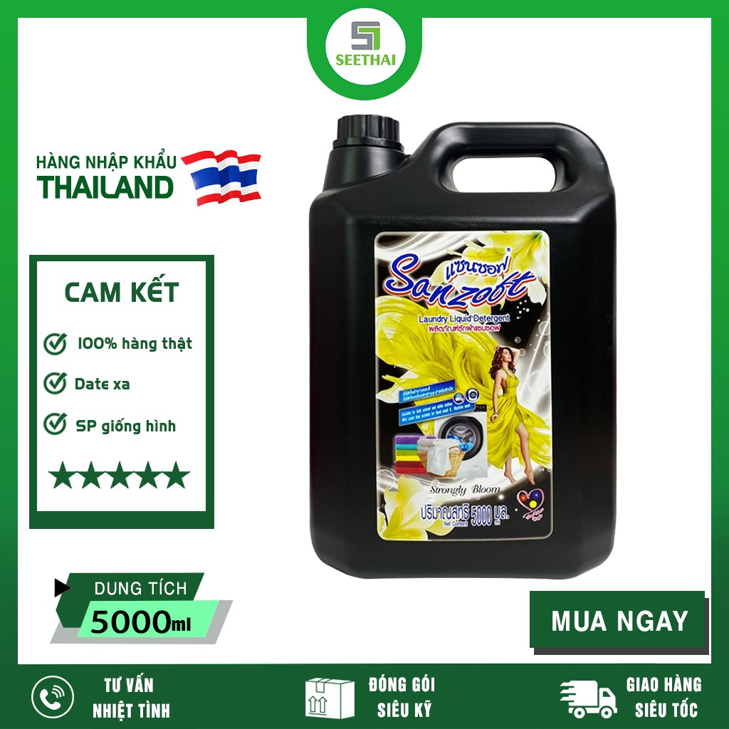 Giặt xả nước hoa Thái Lan SANZOFT 5000ml Strongly bloom hương huyền bí - can đen