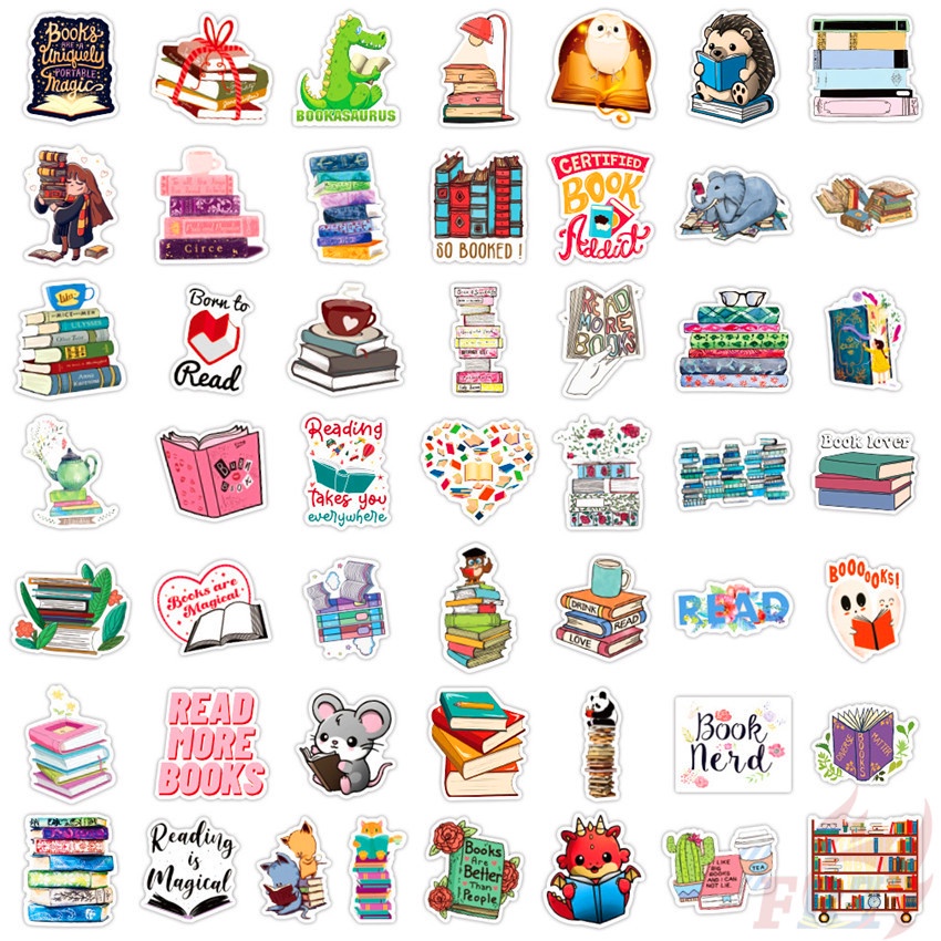 ❉ Sticker Dán Trang Trí Sách Vở I Love Reading Series 02 ❉ Bộ 50 Miếng Dán Trang Trí Thời Trang
