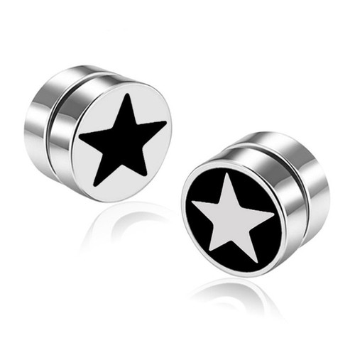 Bông Tai Nam Châm Ko Cần Bấm Lỗ Tai Hình Tròn Ngôi Sao Thép Titan Ko Rỉ TT 3621