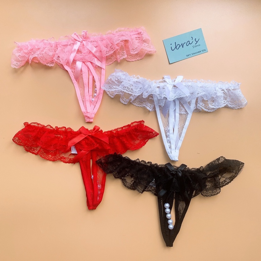 Quần Lót Ren Xẻ Đáy Đính Ngọc Sexy #ib071
