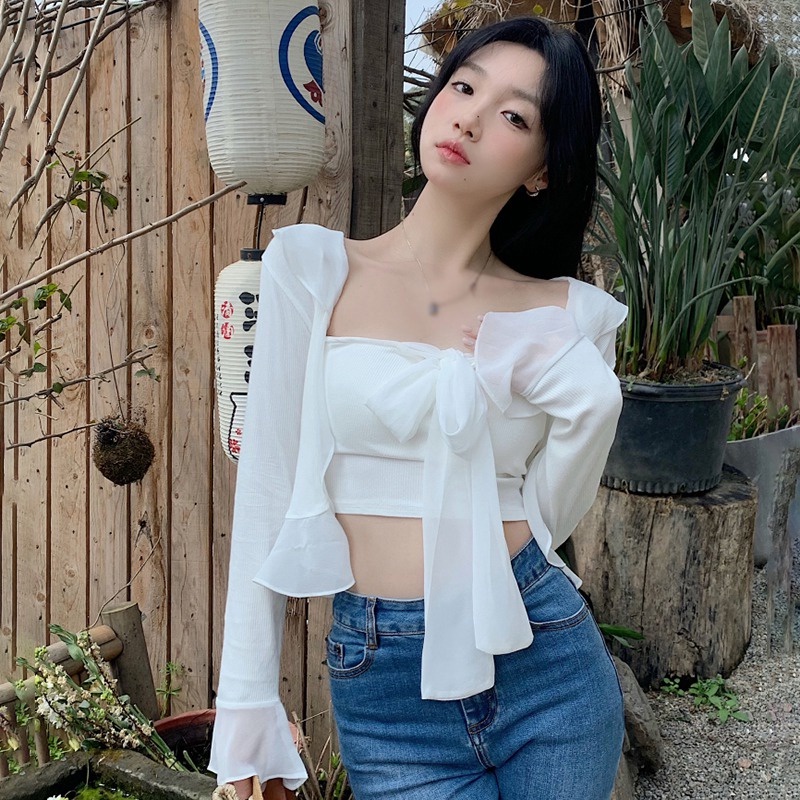 Set Áo Hai Dây Và Áo Khoác Cardigan Thời Trang Trẻ Trung Cho Nữ