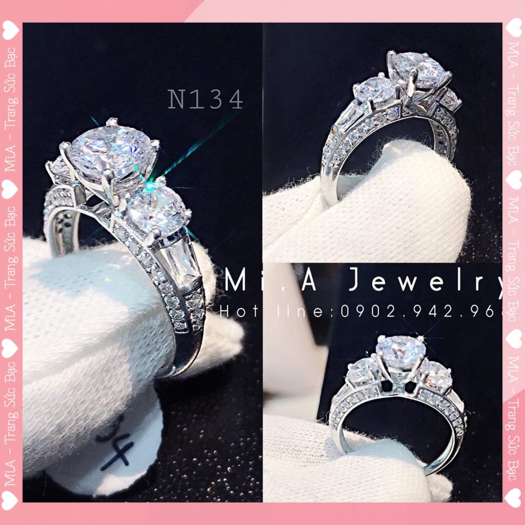Nhẫn bạc ý 925 cao cấp hột mỹ nhân tạo Mã N134