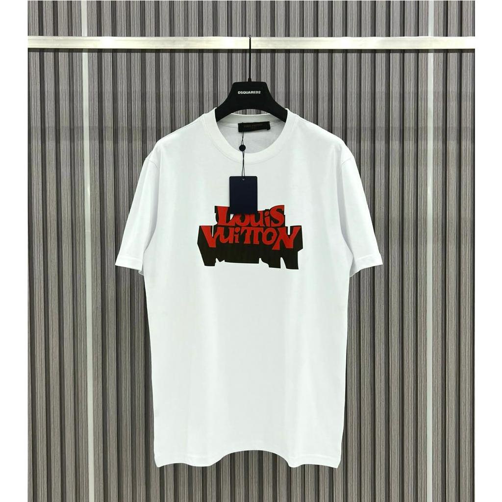 Áo thun LV Áo Louis Vuiton in Chữ họa tiết Đỏ Bóng Mờ  MS07 Vải Cotton 100%