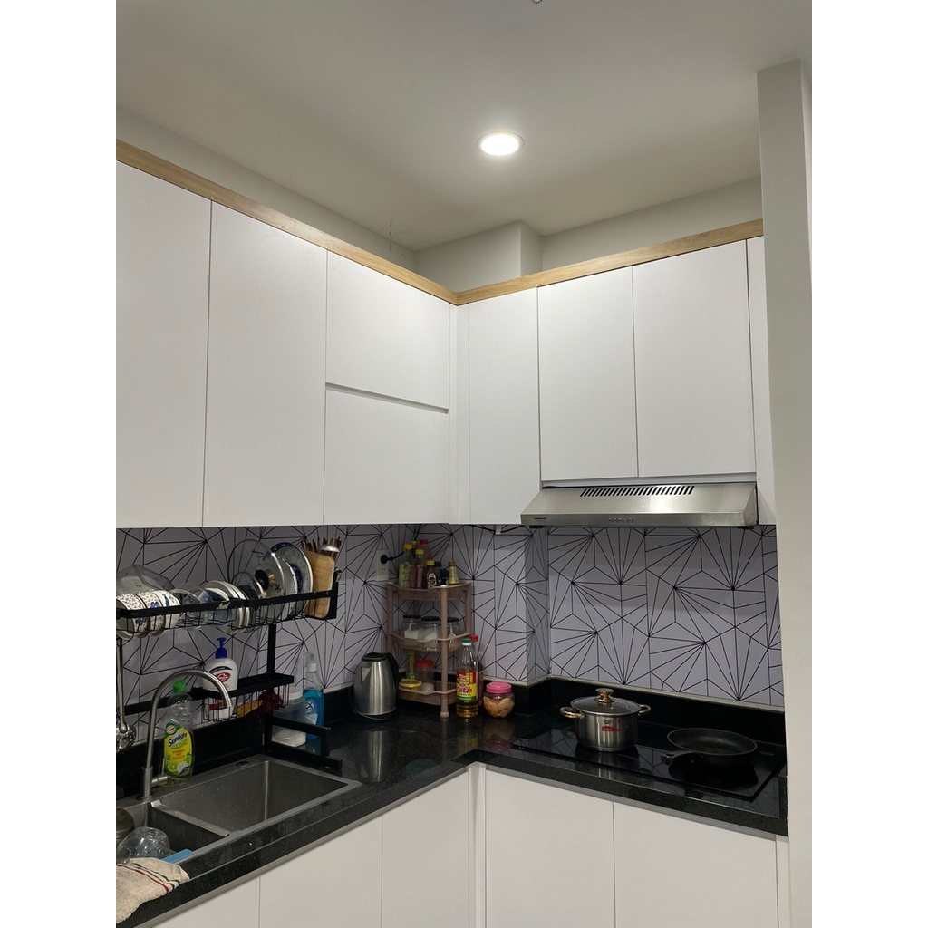 Decal gạch bông decor dán bếp kính nhà tắm decor chịu nhiệt dễ lau chùi đề can loại 1 Lá tre H64