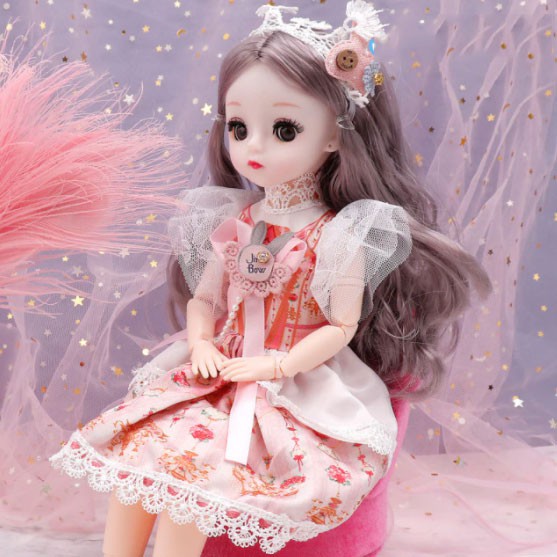 Búp Bê 30cm 23 Khớp Mắt 4D Nhắm Mở Đáng Yêu Kèm Váy Và Giày