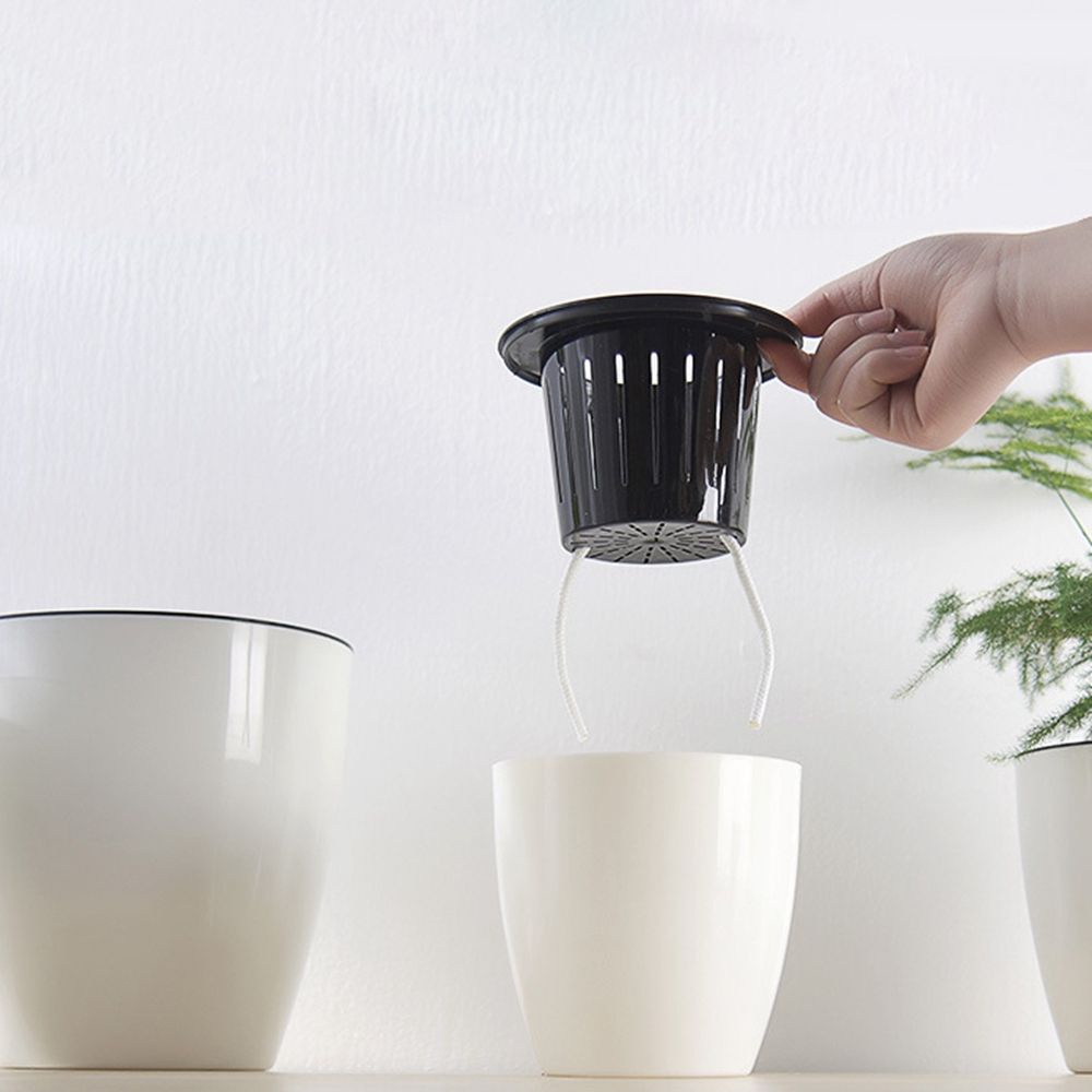 YIYU 1 giỏ trồng cây tự tưới bằng nhựa hình tròn trang trí nhà cửa/văn phòng