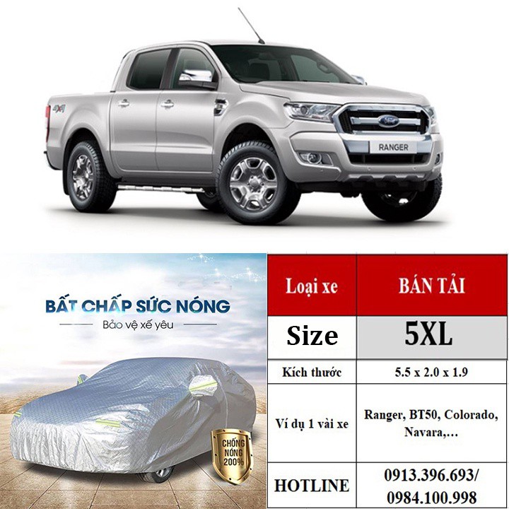 Bạt phủ xe hơi, ô tô tráng nhôm cao cấp cho xe 4,5,7, bán tải dành cho các hãng xe: Toyota-Hyundai-Ford-Mazda-Kia,... z