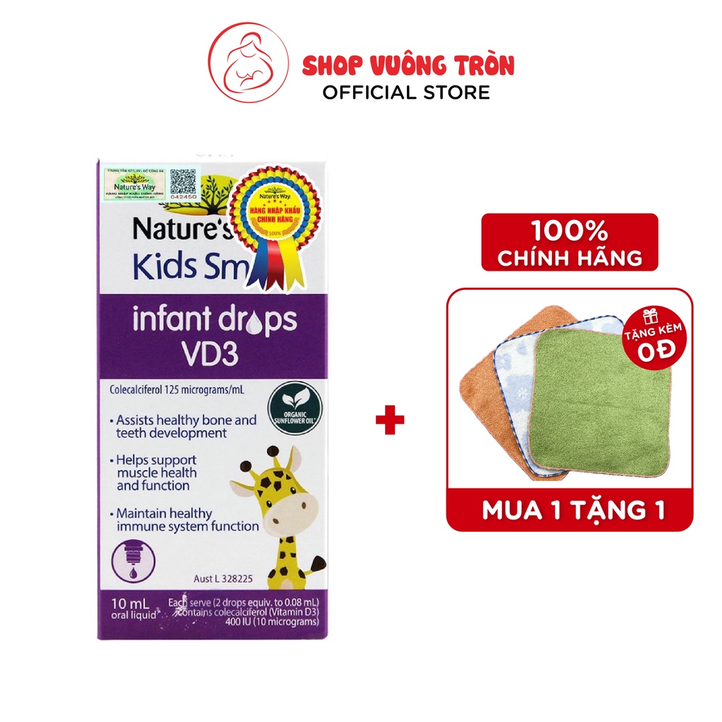 Siro Uống Bổ Sung Vitamin D Cho Bé Nature's Way Kids Smart Infant Drops VD3 10ml