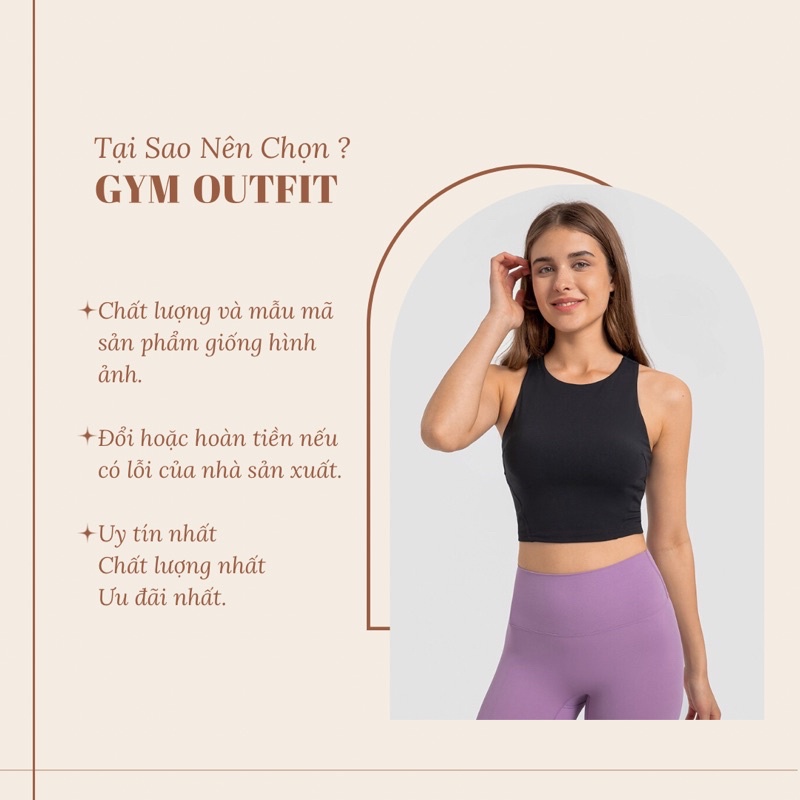 Áo Croptop Tập Gym Yoga Nữ Cao Cấp Có Sẵn Mút Lót - Tank Lululemon 2023 Gym Outfit