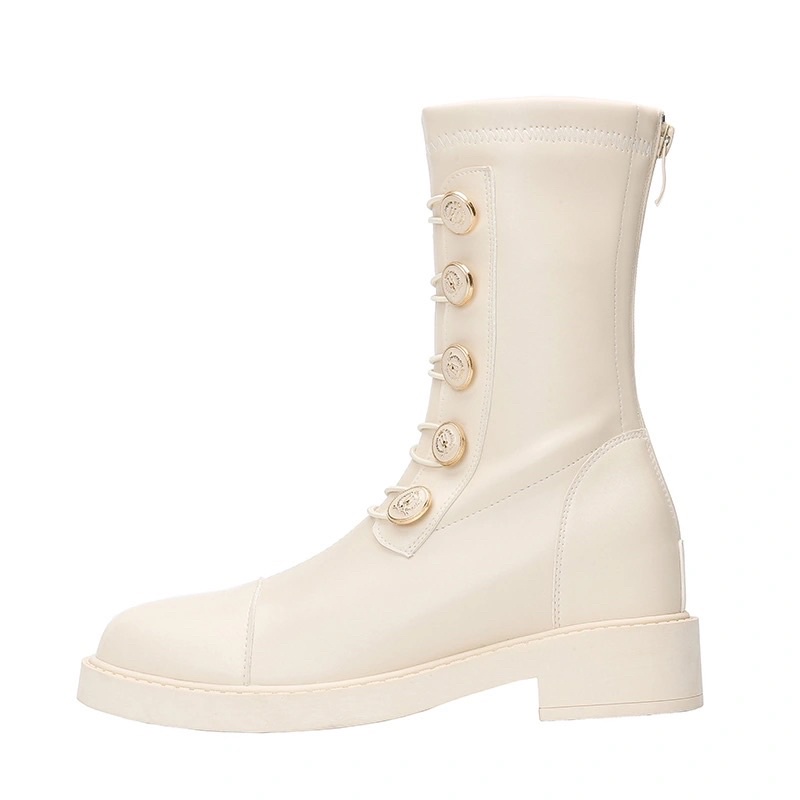 Boot da nữ cao cổ kéo khoá sau gót 2cm hàng Quảng Châu cao cấp