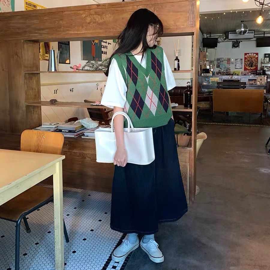 Áo len không tay cổ chữ V dáng rộng thời trang xuân hè 2021 dành cho nữ